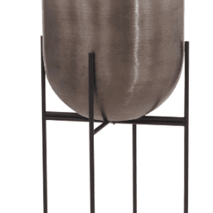 BRUSHED SMOKY BLACK IRON PLANTER I - Luxury Furniture Mercato Interiors